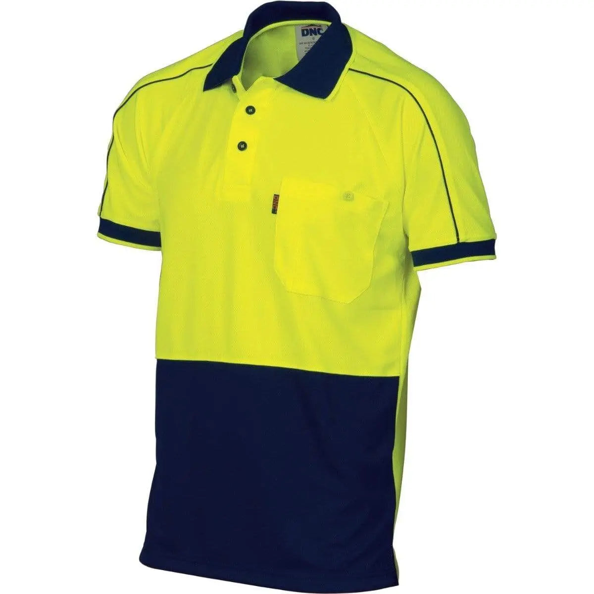 Dnc Workwear Hi-vis Cool-breathe Double Piping Short Sleeve Polo - 3753 Metro Workwear.